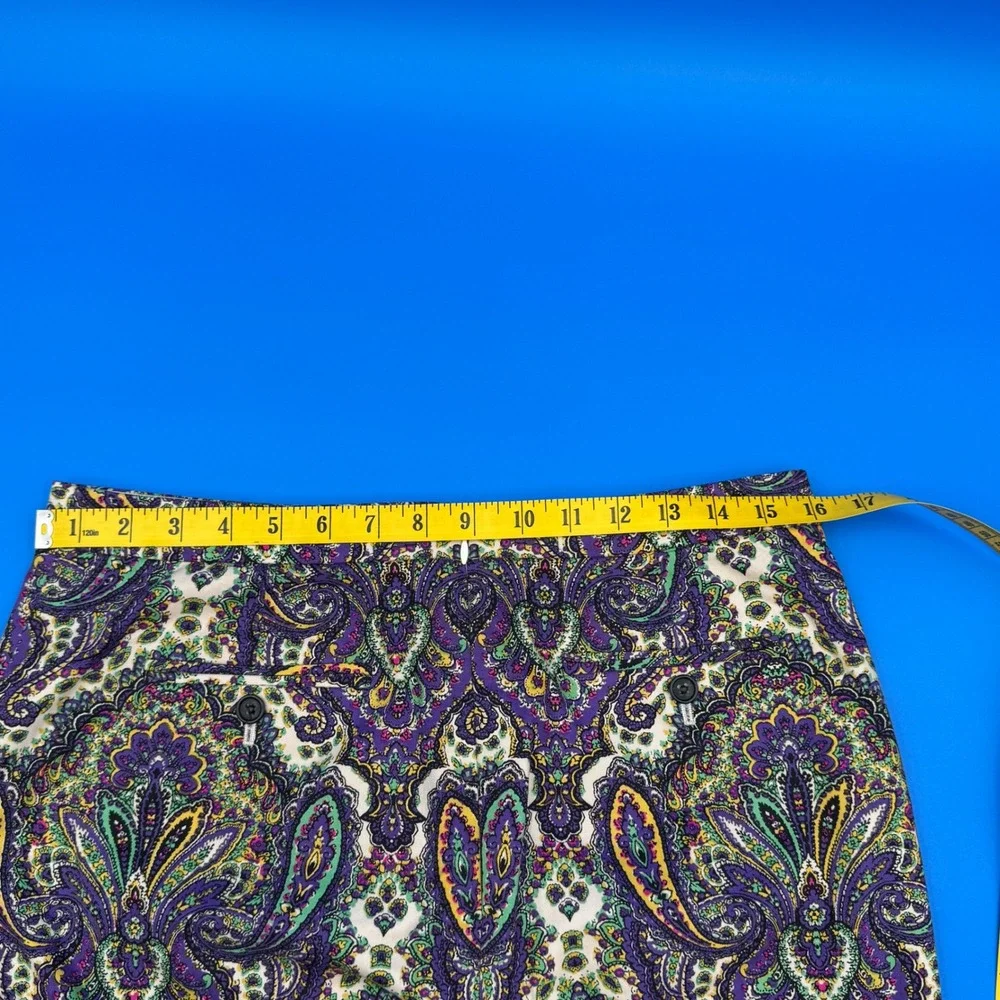 J. Crew No 2‎ Pencil Skirt Paisley Print Purple Green Yellow Classic Fit Size 6